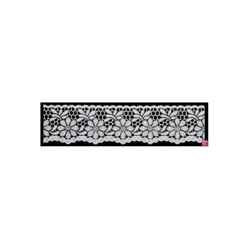 137302-103 PUNTILLA GUIPUR FANTASIA ABIDEMI 38 MM. POLIESTER + PET+CRISTAL BLANCO/NEGRO Venta en piezas de 9.10 M
