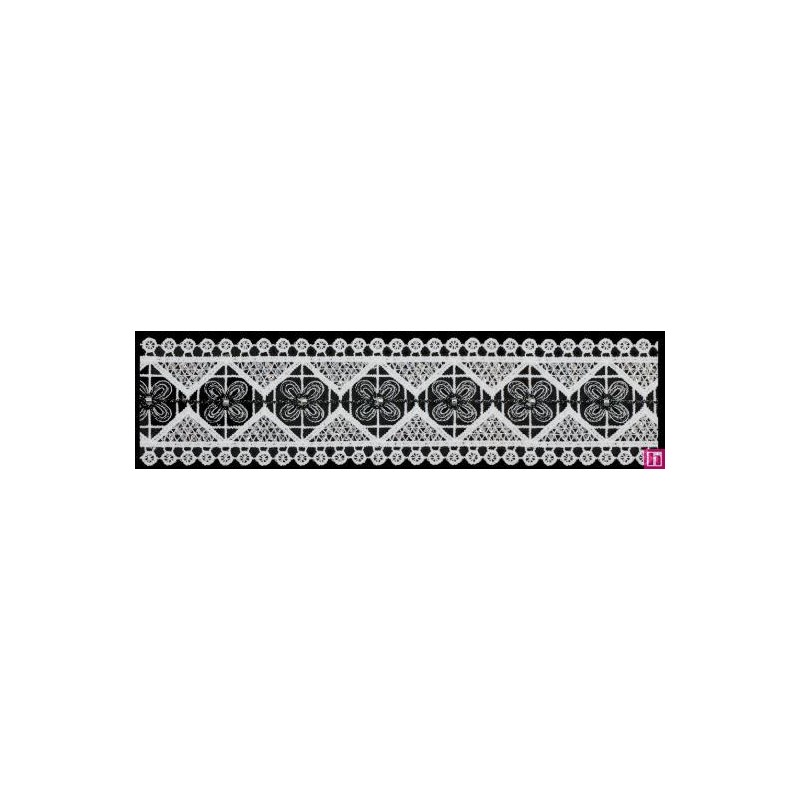 137303-103 GALON GUIPUR FANTASIA ABIDEMI 44 MM. POLIESTER + PET+CRISTAL BLANCO/NEGRO Venta en piezas de 9.10 M