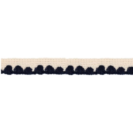 139000-3020 REMATE LANA ABBAS 20 MM. POLIESTER 100% MARFIL/MARINO Venta en piezas de 26.00 M