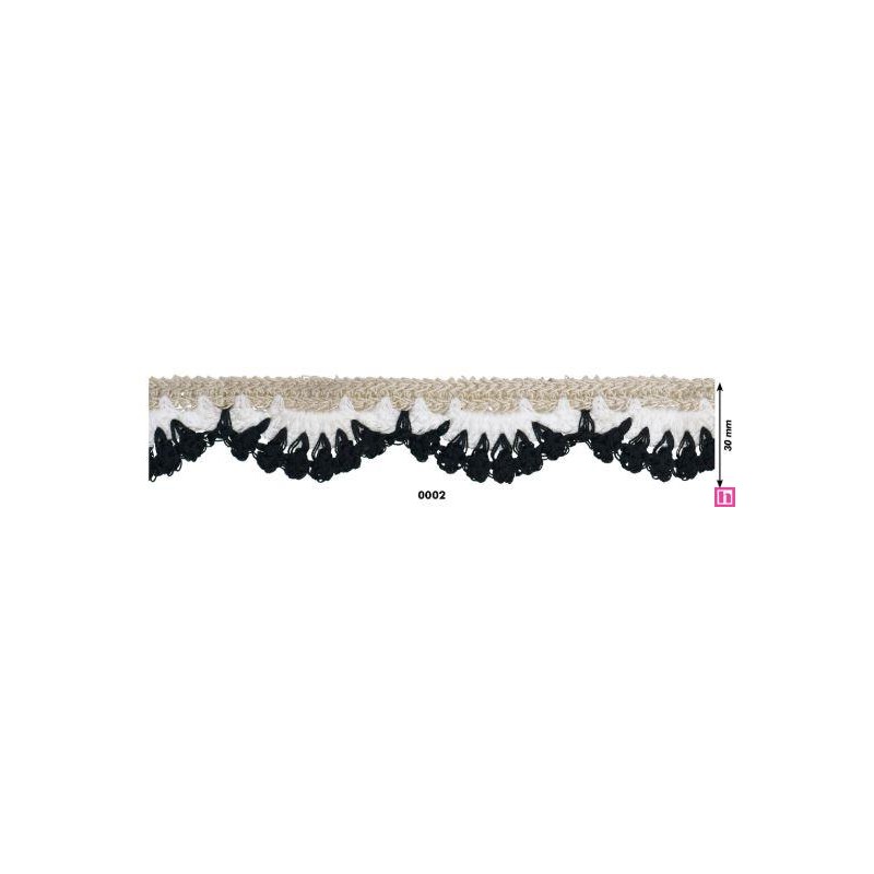 139202-0002 PUNTILLA FANTASIA AYIRA 30 MM. POLIESTER 100% NEGRO Venta en piezas de 9.10 M