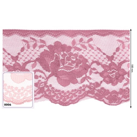 541260-006 PUNTILLA NYLON OREGANO 100 MM. POLIESTER 100% ROSA Venta en piezas de 25.00 M