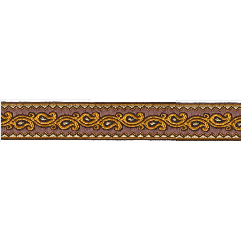 606045-55 CINTA JACQUARD ALIM 33 MM. POLIESTER 100% MAQUILLAJE/DORADO Venta en piezas de 9.00 M