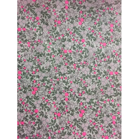 67568 VIENA ESTAMPADA SHYLA (01) 150 CM. 120 GR/M2. ALGODON ORG.100% ROSA FLUOR Venta en piezas de 10.00 M