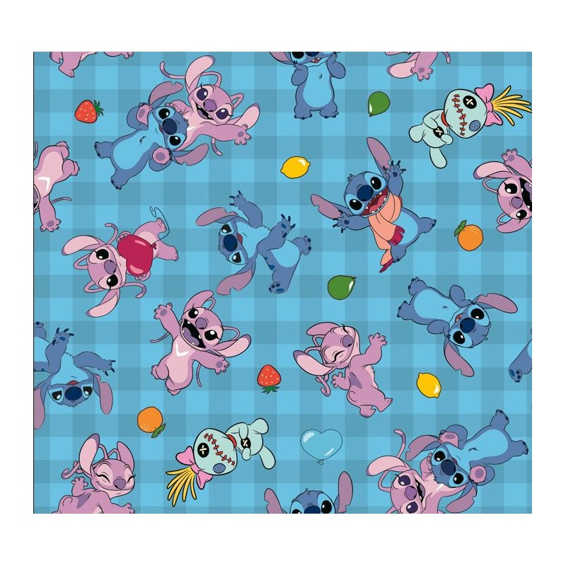 67906 TEJIDO ESTAMPADO STITCH (00) 1.40 M. 130 GR/M2 ALGODON 100% AZUL Venta en piezas de 6.00 M