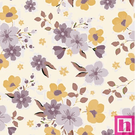 68099 TEJIDO ESTAMPADO LIBERTY SOHO (05) 1.40 M. 110 GR/M2. ALGODON 100% CREMA Venta en piezas de 10.00 M