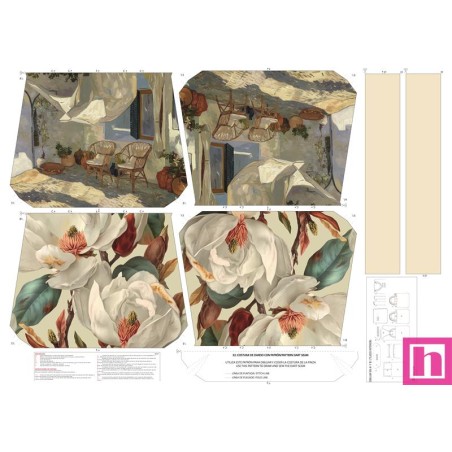 68132 TOTE BAGS MAGNOLIAS - REVERSIBLE Y REPELENTE AL AGUA (23) 45X50 CMS. POLIESTER 100% CREMA Venta en piezas de 1.00 U