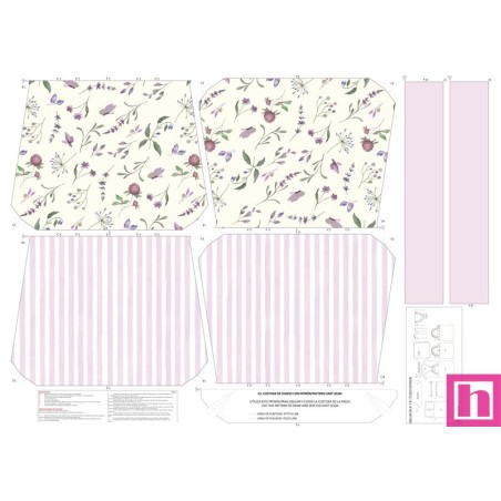 68149 TOTE BAGS RAYAS Y FLORES - REVERSIBLE Y REPELENTE AL AGUA (40) 45X50 CMS. POLIESTER 100% CELESTE Venta en piezas de 1.00
