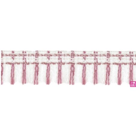 901034-06 FLECO FANTASIA JASIRA 45 MM. POLIESTER 100% NATURAL/ROSA Venta en piezas de 10.00 M