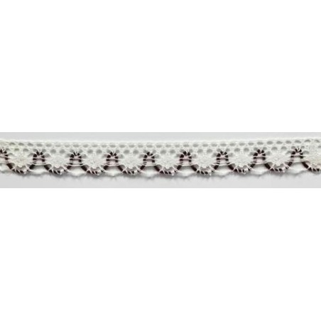 9623-42 PUNTILLA BOLILLO ACHIOTE 15 MM. POLIESTER 100% MARFIL/GRANATE Venta en piezas de 25.00 M