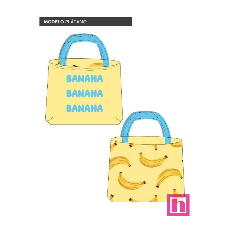 67426 TOTE BAGS PLATANO - REVERSIBLE Y REPELENTE AL AGUA (06) 45X50 CMS. POLIESTER 100% AMARILLO/AZUL Venta en piezas de 1.00