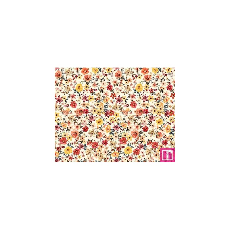 67476 VIYELA ESTAMPADA AMICE (01) 1.50 M. 145 GR/M2 - ALGODON 100% MARFIL/MULTI Venta en piezas de 5.00 M