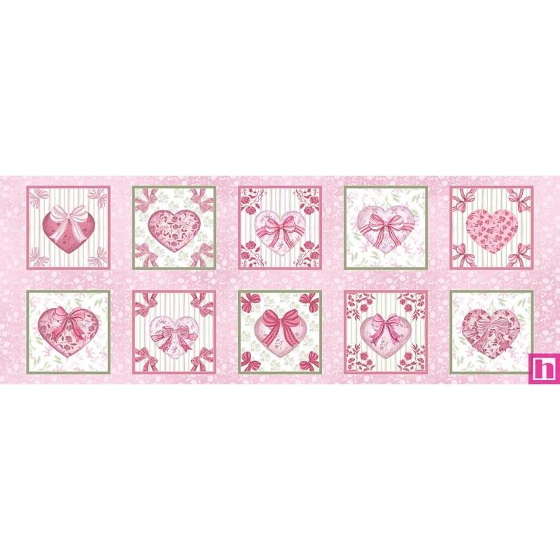P121-CCHA6485PINK PATCH. AMERICANO COQUETTE CHARM (01) PANEL 60X110 CM. ALGODON 100% ROSA Venta en piezas de 7.00 M