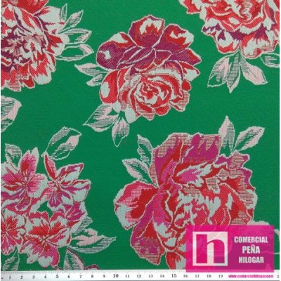 57899 ROSAL TEJIDO JACQUARD (02) 1.60 M. POLIESTER 80%-ALGODON 20% VERDE Venta en piezas de 6.00 M