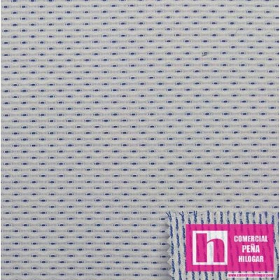 58033 CASABLANCA  PIQUE JACQUARD (07) 1.60 MTS. POL.50%-ALG.50% BLANCO/MARINO Venta en piezas de 6.00 M