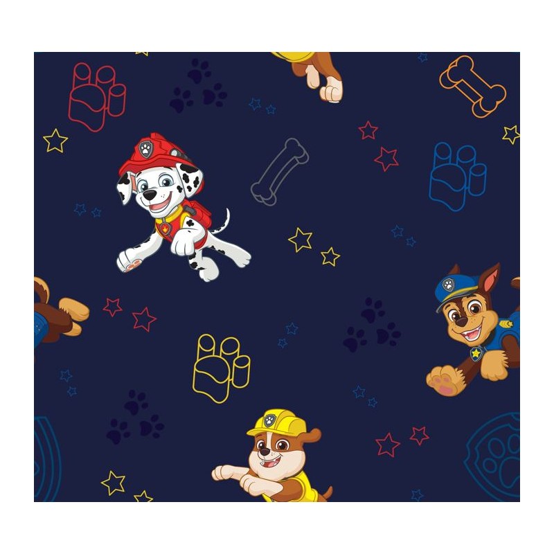 67908 TEJIDO ESTAMPADO PATRULLA CANINA (00) 1.40 M. 130 GR/M2 ALGODON 100% MARINO Venta en piezas de 6.00 M