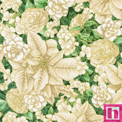 P135-SRKM-22946-84 PATCH. AMERICANO HOLIDAY FLOURISH PEPPERMINT TWIST (25) 110 CM. ALGODON 100% CREMA/DORADO Venta en piezas de 