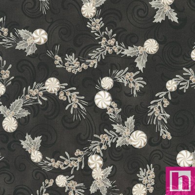 P135-SRKM-22947-304 PATCH. AMERICANO HOLIDAY FLOURISH PEPPERMINT TWIST (58) 110 CM. ALGODON 100% NEGRO/PLATA Venta en piezas de 