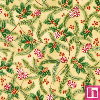 P135-SRKM-22948-84 PATCH. AMERICANO HOLIDAY FLOURISH PEPPERMINT TWIST (32) 110 CM. ALGODON 100% BEIG/DORADO Venta en piezas de 7