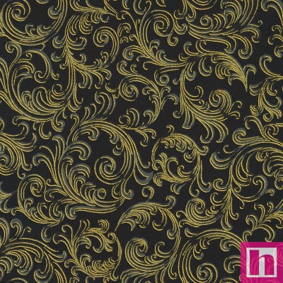 P135-SRKM-22949-2 PATCH. AMERICANO HOLIDAY FLOURISH PEPPERMINT TWIST (21) 110 CM. ALGODON 100% NEGRO/DORADO Venta en piezas de 7