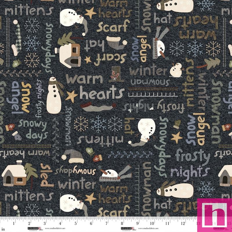 P140-8466-97 PATCH. AMERICANO SNOWY DAYS AND FROSTY NIGHTS (09) 110 CM. ALGODON 100% NEGRO Venta en piezas de 7.00 M
