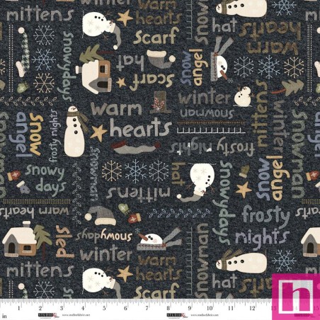 P140-8466-97 PATCH. AMERICANO SNOWY DAYS AND FROSTY NIGHTS (09) 110 CM. ALGODON 100% NEGRO Venta en piezas de 7.00 M