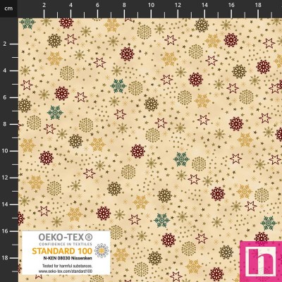 P137-4591-206 PATCH.AMERICANO WE LOVE CHRISTMAS (008) 110 CM. ALGODON 100% BEIG/DORADO METALLIC Venta en piezas de 6.00 M