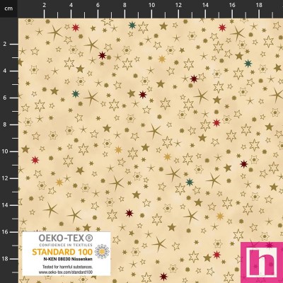 P137-4591-210 PATCH.AMERICANO WE LOVE CHRISTMAS (007) 110 CM. ALGODON 100% BEIG/DORADO METALLIC Venta en piezas de 6.00 M