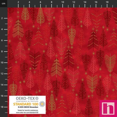 P137-4591-401 PATCH.AMERICANO WE LOVE CHRISTMAS (015) 110 CM. ALGODON 100% ROJO/DORADO METALLIC Venta en piezas de 6.00 M