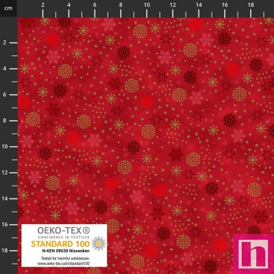 P137-4591-404 PATCH.AMERICANO WE LOVE CHRISTMAS (003) 110 CM. ALGODON 100% ROJO/DORADO METALLIC Venta en piezas de 6.00 M