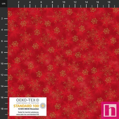 P137-4591-409 PATCH.AMERICANO WE LOVE CHRISTMAS (018) 110 CM. ALGODON 100% ROJO/DORADO METALLIC Venta en piezas de 6.00 M