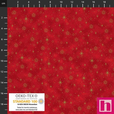 P137-4591-410 PATCH.AMERICANO WE LOVE CHRISTMAS (017) 110 CM. ALGODON 100% ROJO/DORADO METALLIC Venta en piezas de 6.00 M