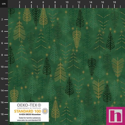 P137-4591-801 PATCH.AMERICANO WE LOVE CHRISTMAS (028) 110 CM. ALGODON 100% VERDE/DORADO METALLIC Venta en piezas de 6.00 M