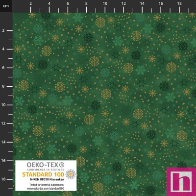 P137-4591-804 PATCH.AMERICANO WE LOVE CHRISTMAS (030) 110 CM. ALGODON 100% VERDE/DORADO METALLIC Venta en piezas de 6.00 M