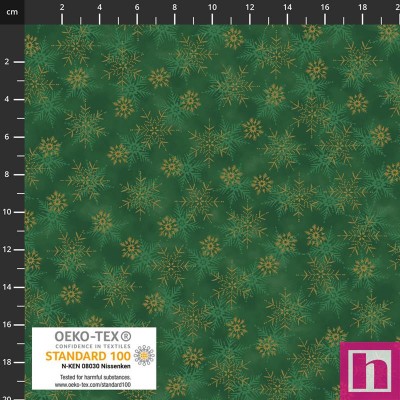 P137-4591-806 PATCH.AMERICANO WE LOVE CHRISTMAS (025) 110 CM. ALGODON 100% VERDE/DORADO METALLIC Venta en piezas de 6.00 M