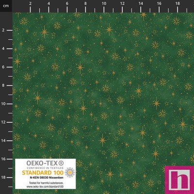 P137-4591-807 PATCH.AMERICANO WE LOVE CHRISTMAS (031) 110 CM. ALGODON 100% VERDE/DORADO METALLIC Venta en piezas de 6.00 M