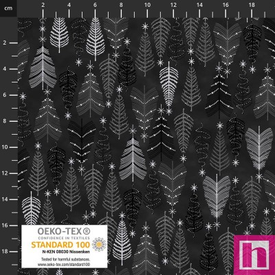 P137-4591-911 PATCH.AMERICANO WE LOVE CHRISTMAS (070) 110 CM. ALGODON 100% NEGRO/PLATA METALLIC Venta en piezas de 6.00 M