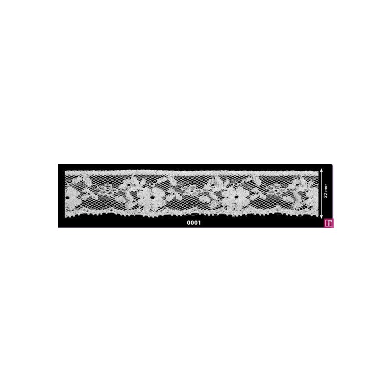 115504-01 PUNTILLA VALENCIE DURGA 30 MM. ALGODON 100% BLANCO Venta en piezas de 20.00 M