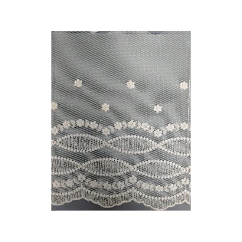 12290-0 PUNTILLA TUL BORDADO SAMAR 180 MM. POLIESTER 100% NATURAL Venta en piezas de 14.80 M