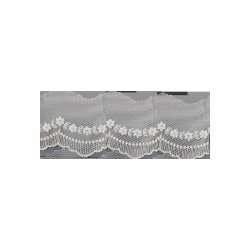 12293-0 PUNTILLA TUL BORDADO SAMAR 55 MM. POLIESTER 100% NATURAL Venta en piezas de 14.80 M