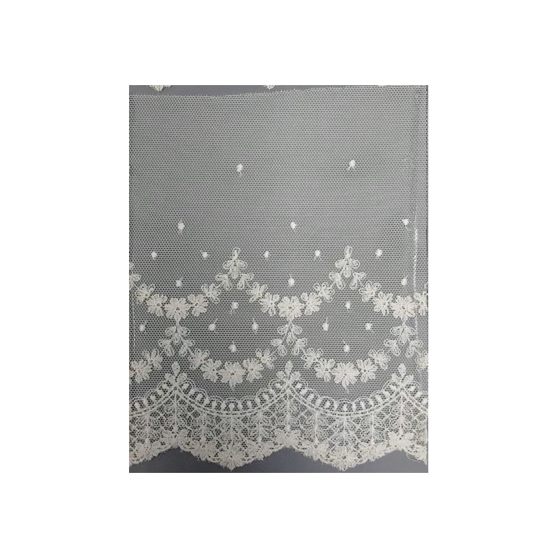 12310-0 PUNTILLA TUL BORDADO FUAT 180 MM. POLIESTER 100% NATURAL Venta en piezas de 14.80 M