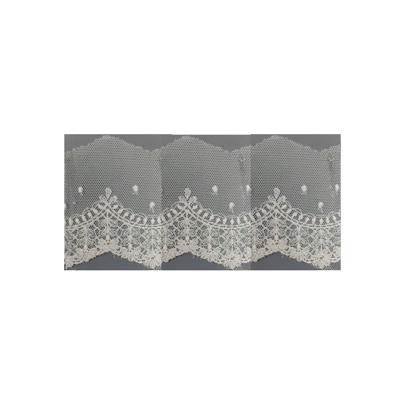 12312-0 PUNTILLA TUL BORDADO FUAT 70 MM. POLIESTER 100% NATURAL Venta en piezas de 14.80 M