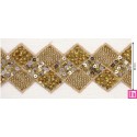 124311-100 GALON FANTASIA LENTEJUELAS ABASI 55 MM. PET+POLIESTER+CRISTAL DORADO Venta en piezas de 4.50 M