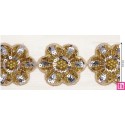 124315-100 GALON FANTASIA LENTEJUELAS ABASI 60 MM. PET+POLIESTER+CRISTAL DORADO Venta en piezas de 4.50 M