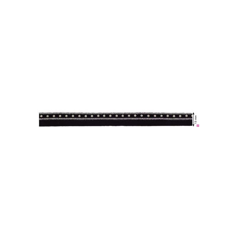 124405-2103 CINTA FANTASIA ABDON 15 MM. POLIESTER + ACERO PLATA Venta en piezas de 10.00 M