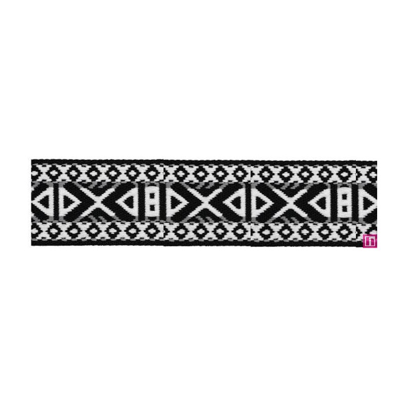 125506-50-02 CINTA MOCHILA FANTASIA ALIXXA 50 MM. POLIESTER 100% NEGRO/BLANCO Venta en piezas de 22.00 M