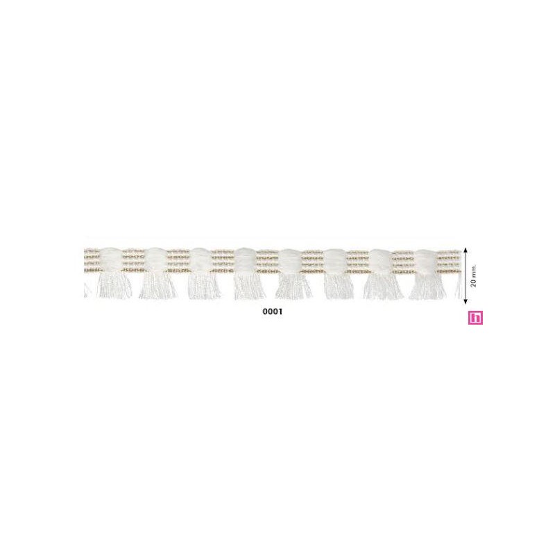 129830-01 FLECO FANTASIA RANYA 20 MM. POLIESTER/ALGODON BLANCO Venta en piezas de 20.00 M