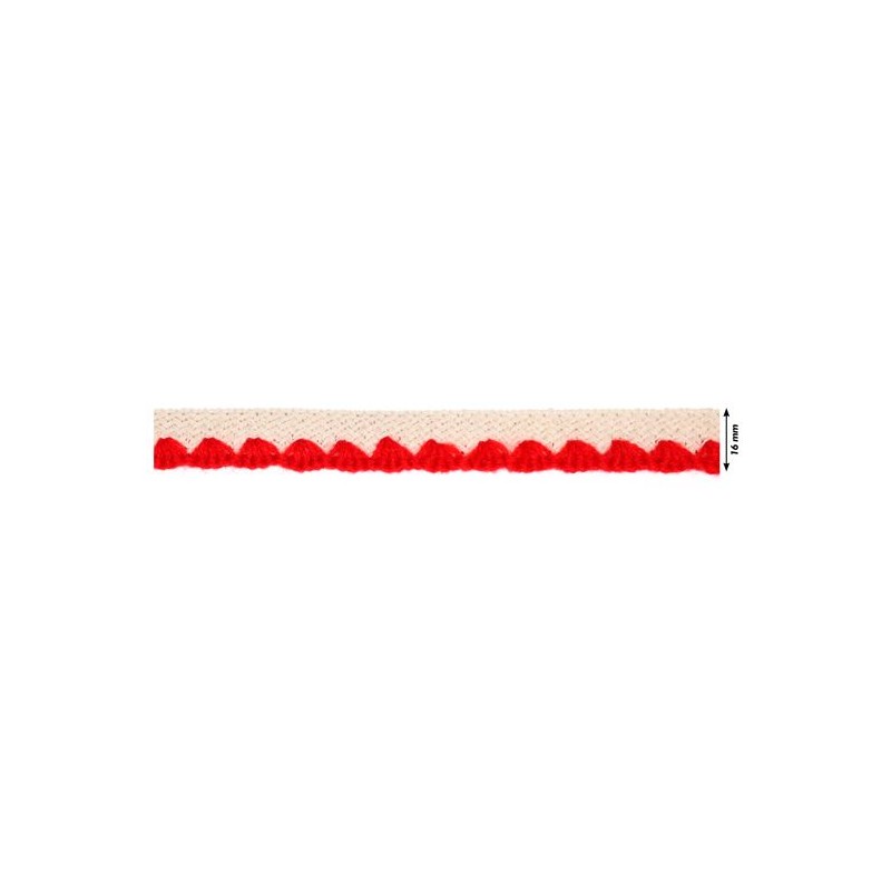 139000-3009 REMATE LANA ABBAS 20 MM. POLIESTER 100% MARFIL/ROJO Venta en piezas de 26.00 M