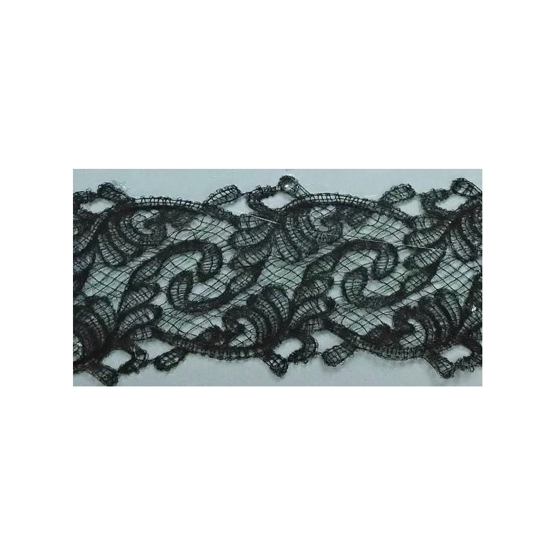 142105-02 GALON GUIPUR MEENA 70 MM. POLIESTER 100% NEGRO Venta en piezas de 19.00 M