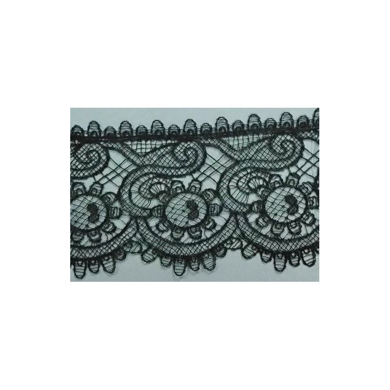 142106-02 PUNTILLA GUIPUR MEENA 90 MM. POLIESTER 100% NEGRO Venta en piezas de 19.00 M