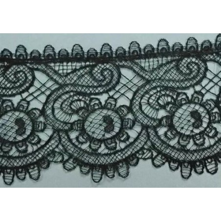 142106-02 PUNTILLA GUIPUR MEENA 90 MM. POLIESTER 100% NEGRO Venta en piezas de 19.00 M